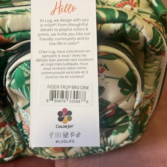 NWT Lug Rider Crossbody Bag, Tropical Birds Cream - Picture 2 of 11